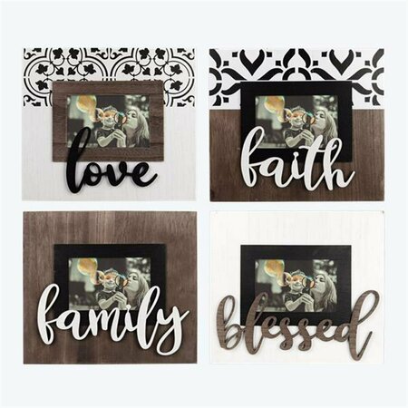 YOUNGS Wood Photo Frame with Lift Letters, Assorted Color - 4 Piece 20899